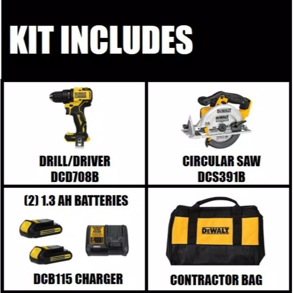 DEWALT 20V MAX ATOMIC Brushless 1/2 in. Drill/Driver and 6-1/2 in. Circular Saw Combo Kit