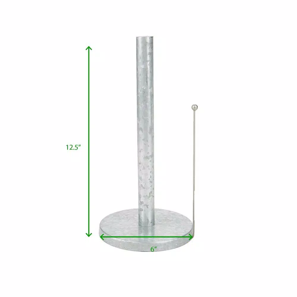 Mind Reader Silver Galvanized Steel Freestanding Paper Towel Holder - Multi-Purpose Countertop Stand