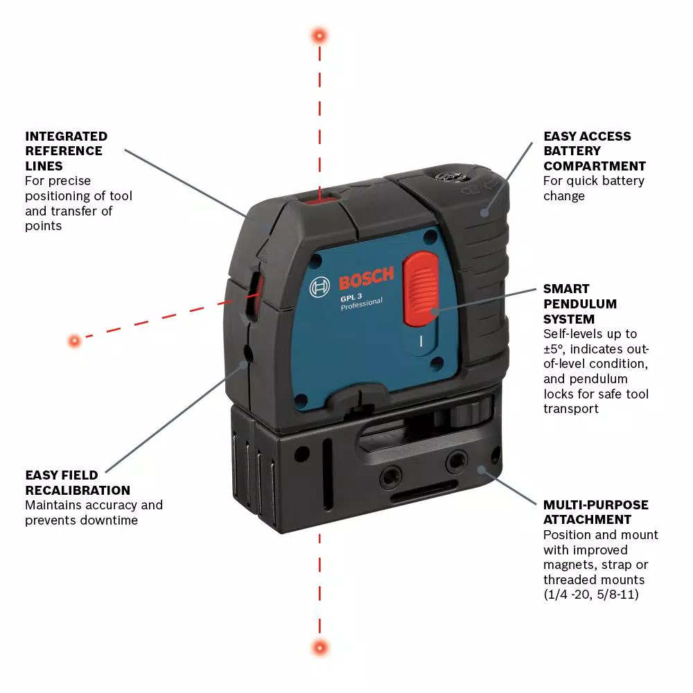 Bosch Factory Reconditioned 100 ft. Self-Leveling 3-Point Red Laser Level with Mounting Strap and Belt Pouch