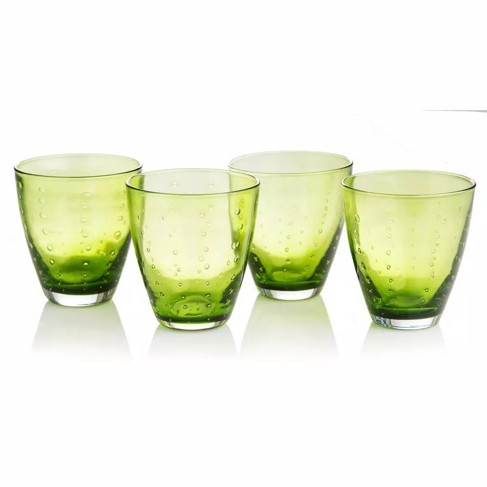 Unbranded Rain Drop Sea Foam Green Double Old-Fashioned Glass, Set of 4