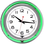 Trademark Green Double Ring Neon Wall Clock - 14 in. Retro Chrome Design thumbnail 1