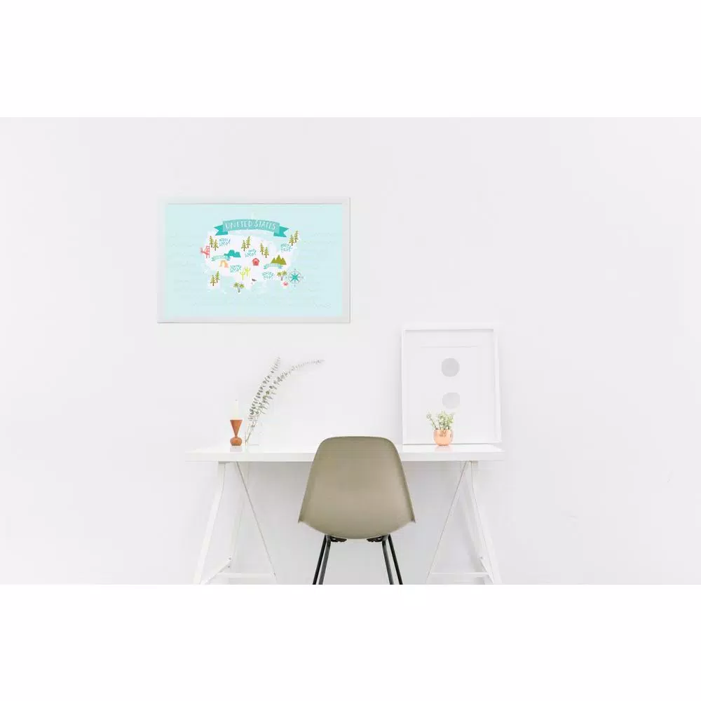 Petal Lane Home Alexa United States Map Art Magnetic Memo Board, White Frame