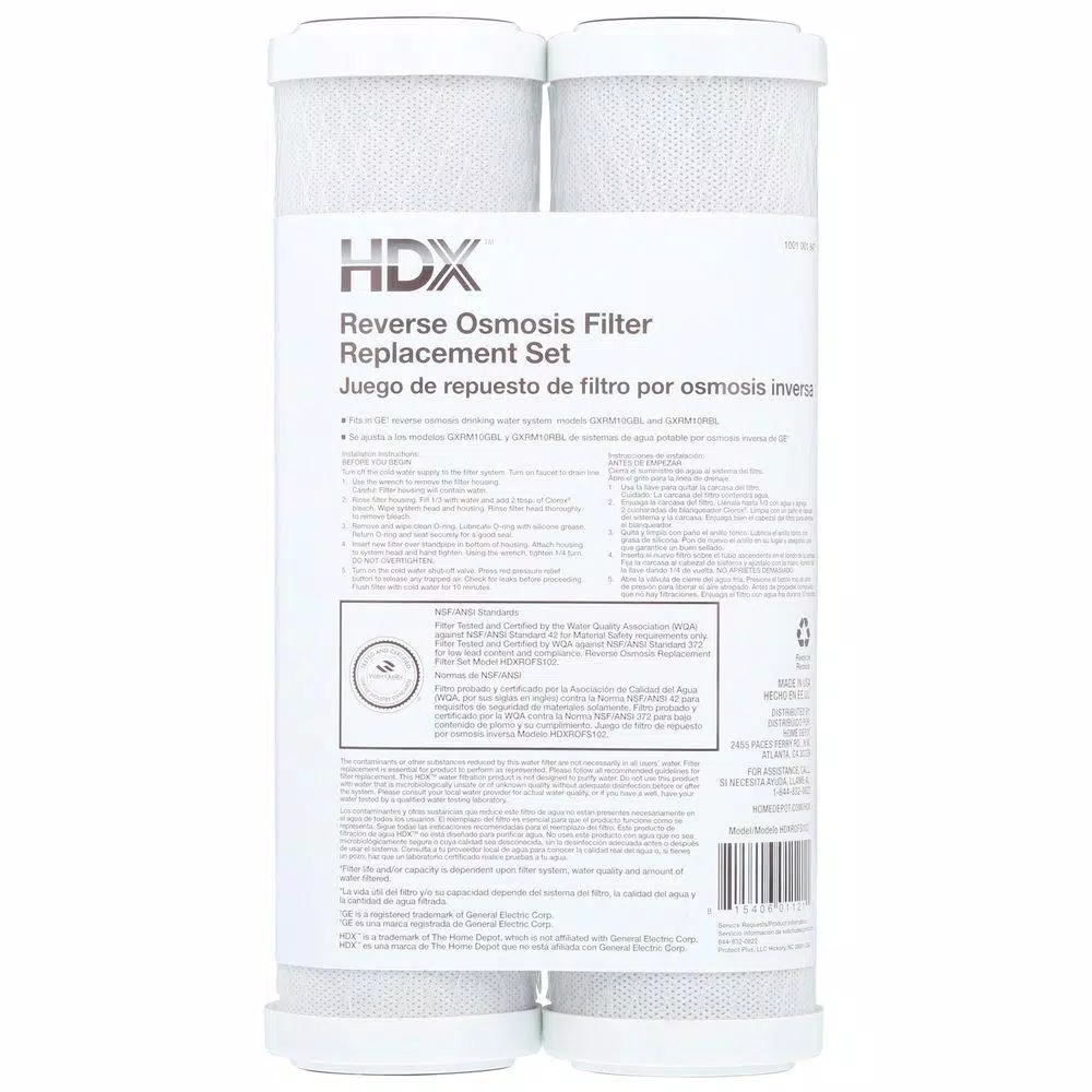 HDX Drop-In Replacement Filter Set for GE Reverse Osmosis Systems GXRM10GBL, GXRV10, and PNRV12