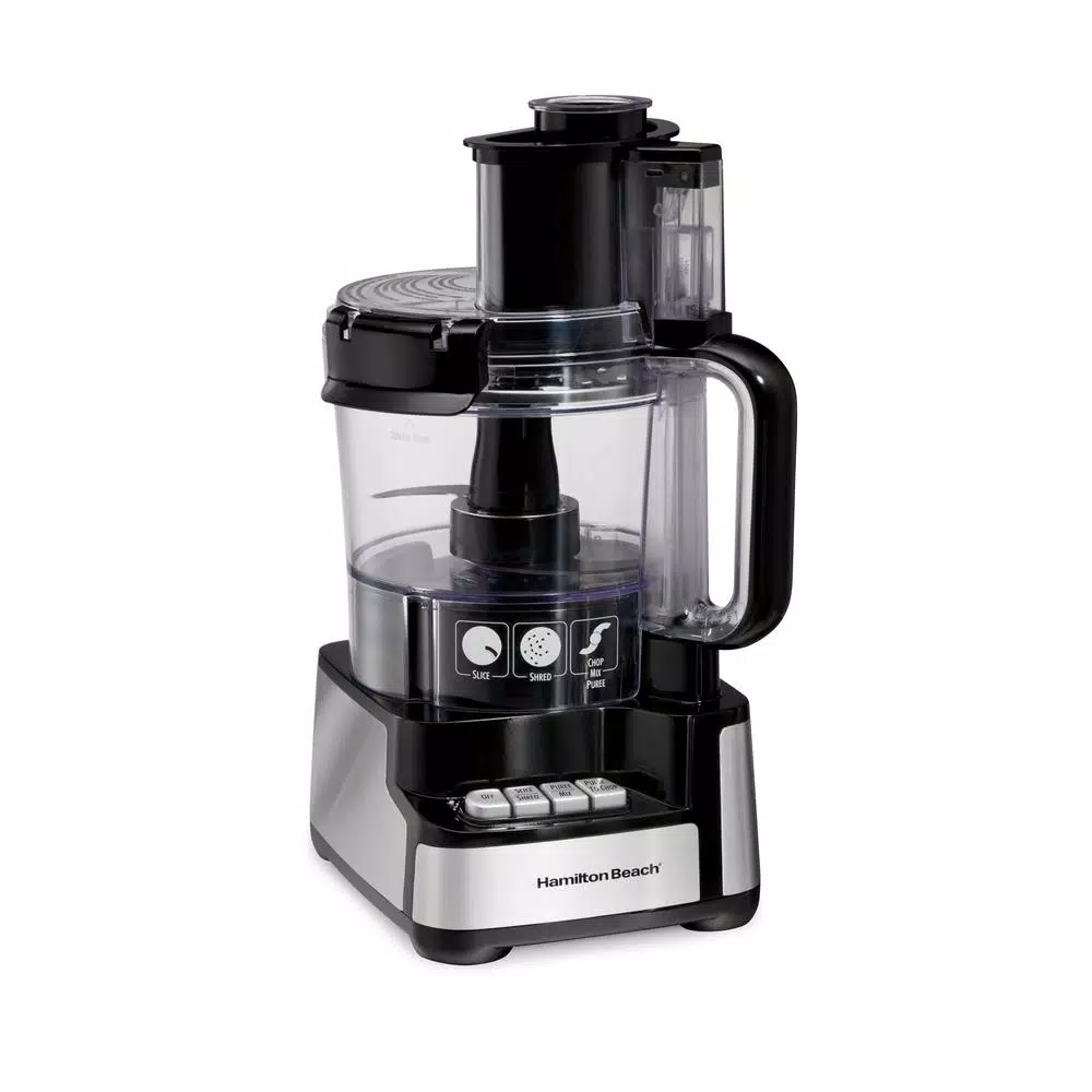 Hamilton Beach Stack and Snap 12-Cup Food Processor, 450-Watt, Stainless Steel