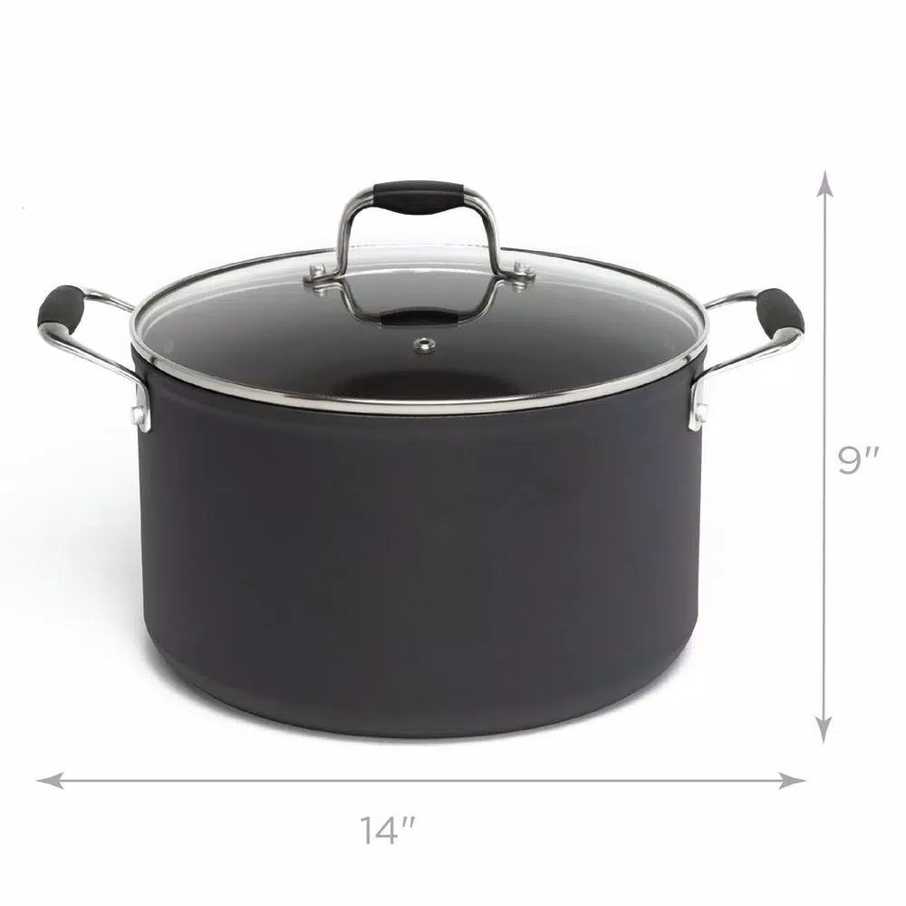 Ecolution Symphony 8 qt. Aluminum Nonstick Stock Pot with Glass Lid, Slate