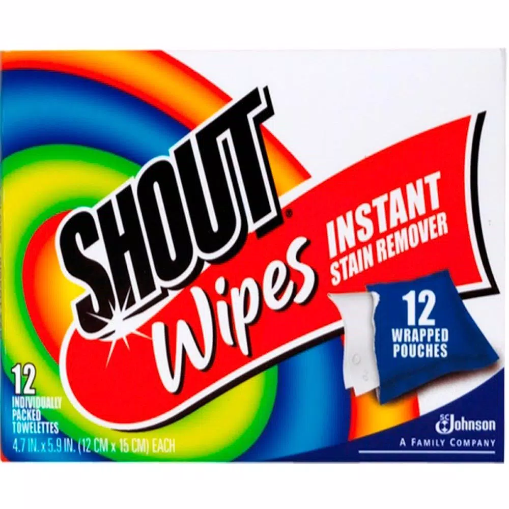 Shout Multi-Purpose Instant Stain Remover Wipes, 12-Count