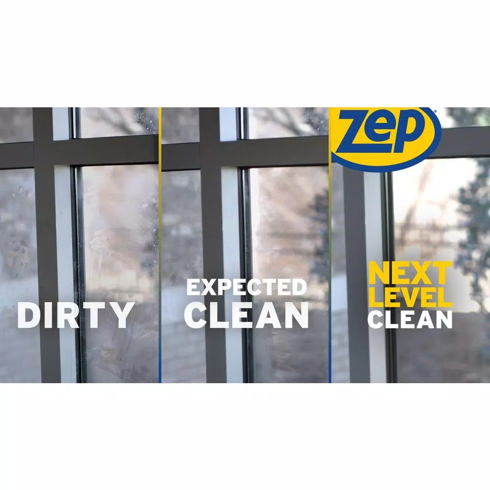 ZEP Streak Free Glass Cleaner with Refill Kit, Professional Strength Ammonia-Based Formula, 128 oz
