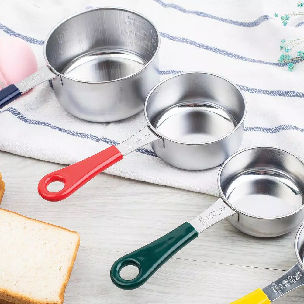 Fox Run 4-Piece Stainless Steel Measuring Cup Set with Color-Coated Handles