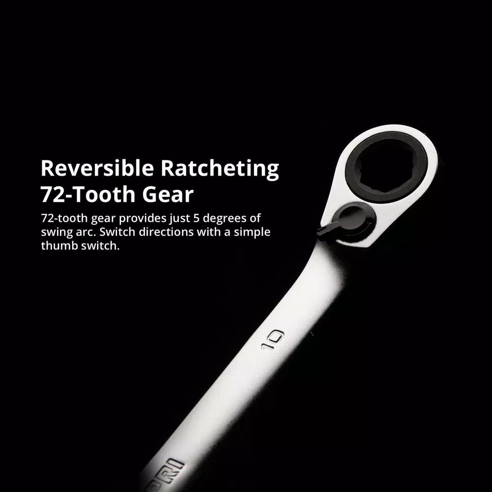 Capri Tools Metric 12-Piece Long Pattern Reversible Ratcheting Combination Wrench Set with Wrench Rack