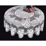 Heritage Lace Victorian Rose White Floral Polyester Round Tablecloth thumbnail 2