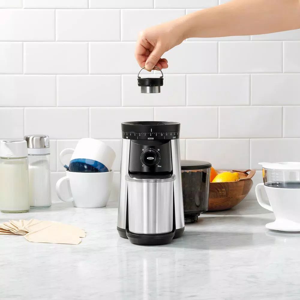 OXO 16 oz. Stainless Steel Conical Burr Coffee Grinder with 43 Adjustable Settings