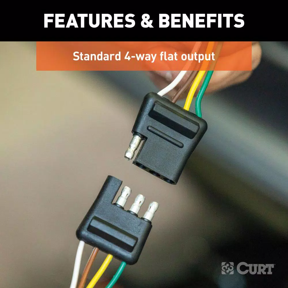 CURT 4-Way Flat Trailer Connector Plug & Socket with 12" Color-Coded Wires