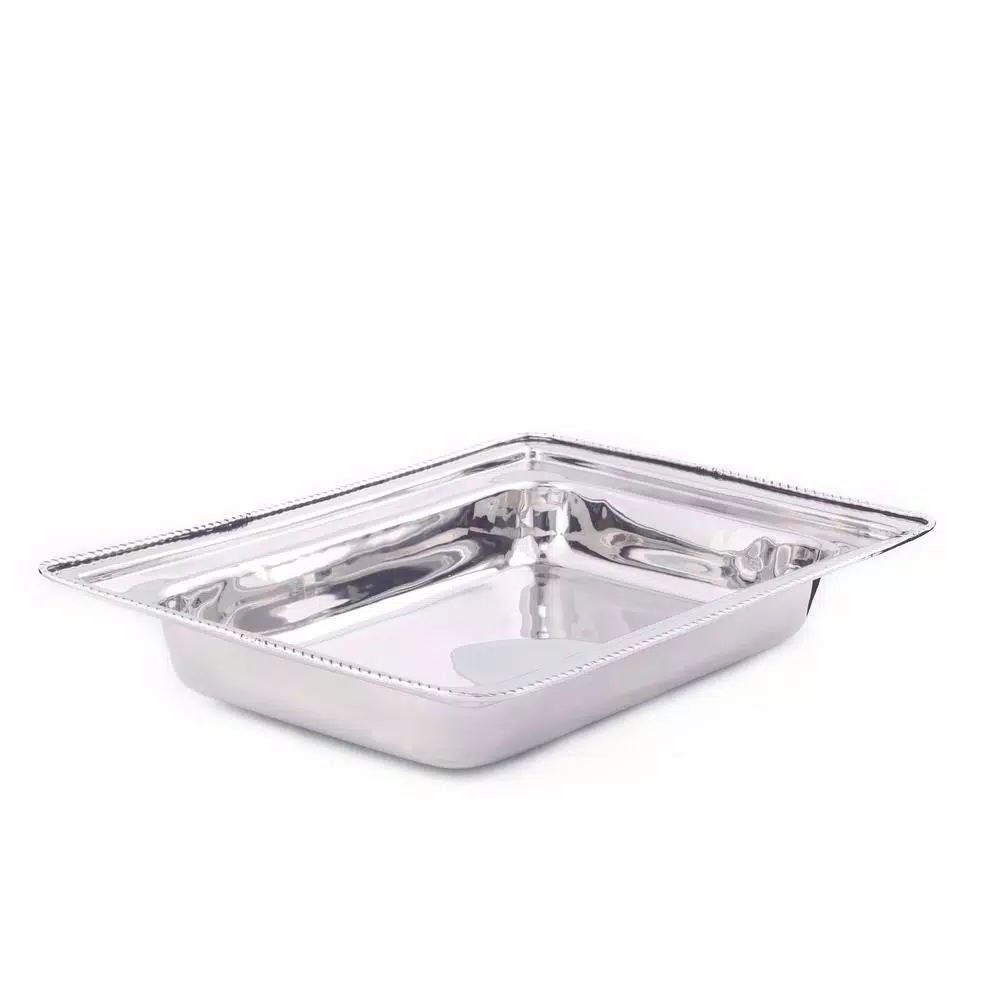 Old Dutch 8 Qt. Rectangular Polished Nickel over Stainless Steel Chafing Dish with Iron Stand