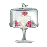 Artland Songbird Glass Covered Pedestal Cake Stand with Bird Finial, 8 in. thumbnail 1