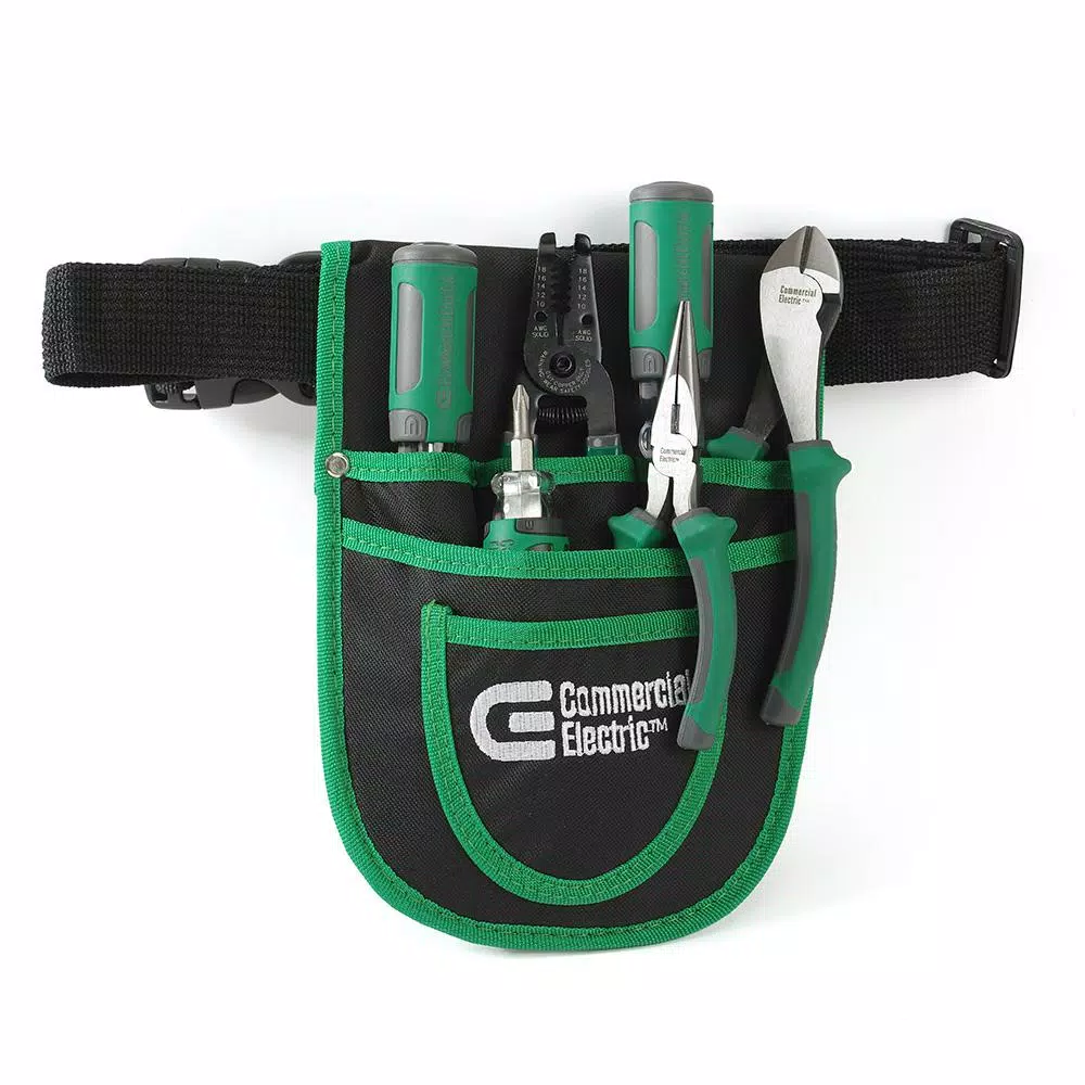 Commercial Electric 7-Piece Electrician's Tool Set with Pouch and Wire Cutting Pliers