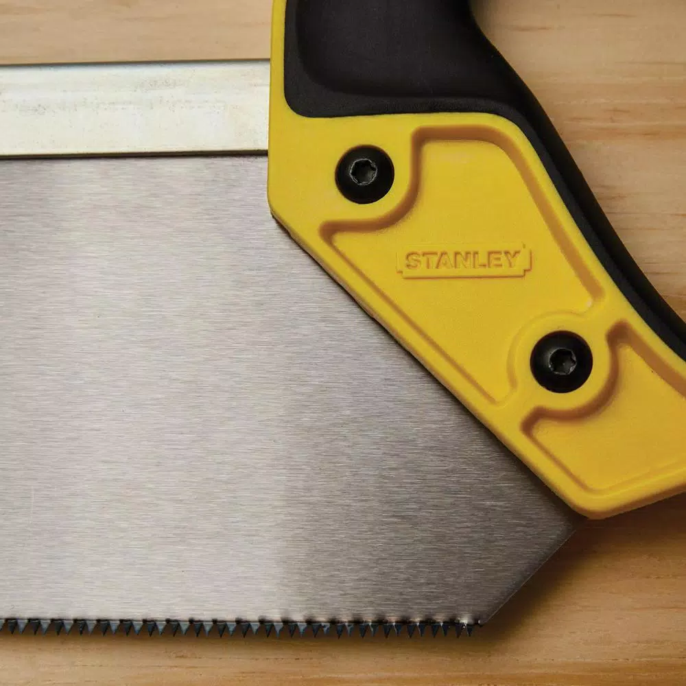Stanley 14 in. Back Saw with Ergonomic Rubber Handle for Precise Dovetail and Miter Cuts