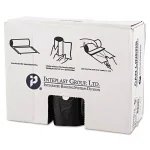 Inteplast Interleaved High-Density 60 Gallon Trash Can Liners, 38 x 60 in, Black, 150/Carton thumbnail 1