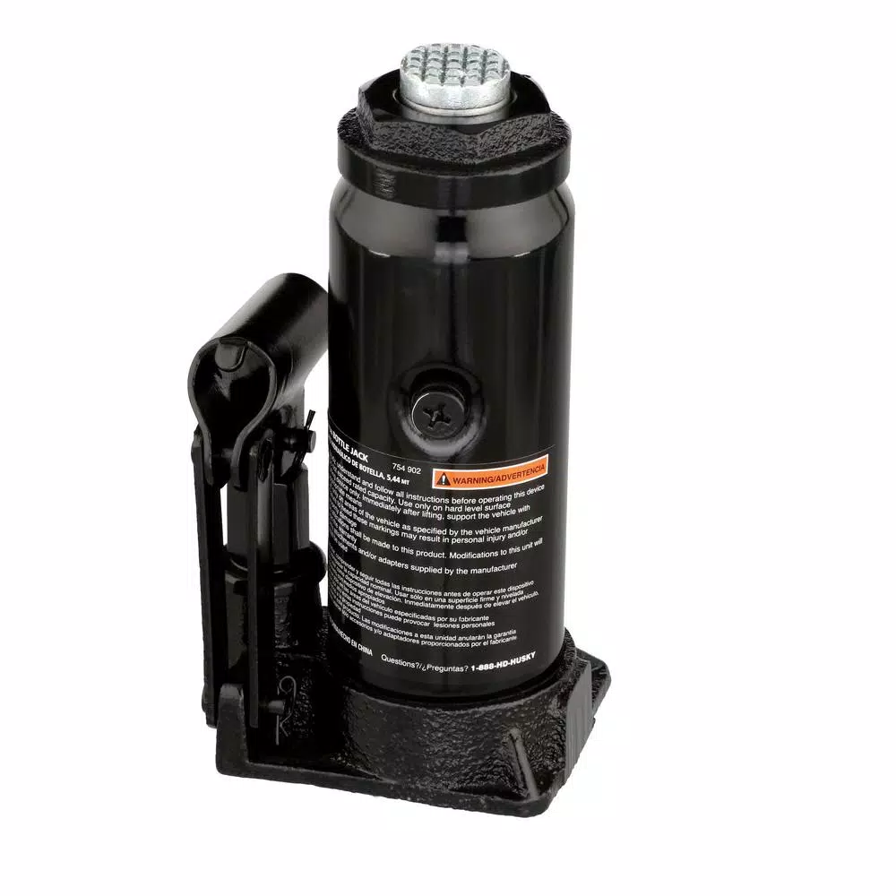 Husky 6-Ton Hydraulic Bottle Jack, 12,000 lb. Capacity