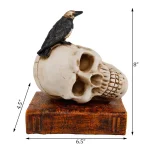 Flora Bunda Halloween Decor Polyresin Black Crow and Skull with Book Tabletop Sculpture thumbnail 2