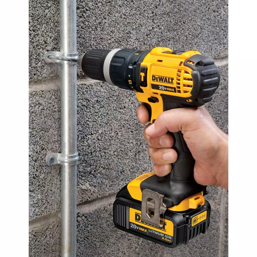 DEWALT 20V MAX Cordless 1/2 in. Compact Hammer Drill/Driver Kit with (2) 1.5 Ah Batteries, Charger & Bag