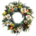 Village Lighting Company 30 in. Pre-Lit LED Magnolia Orchard Christmas Wreath with Warm White Lights thumbnail 1