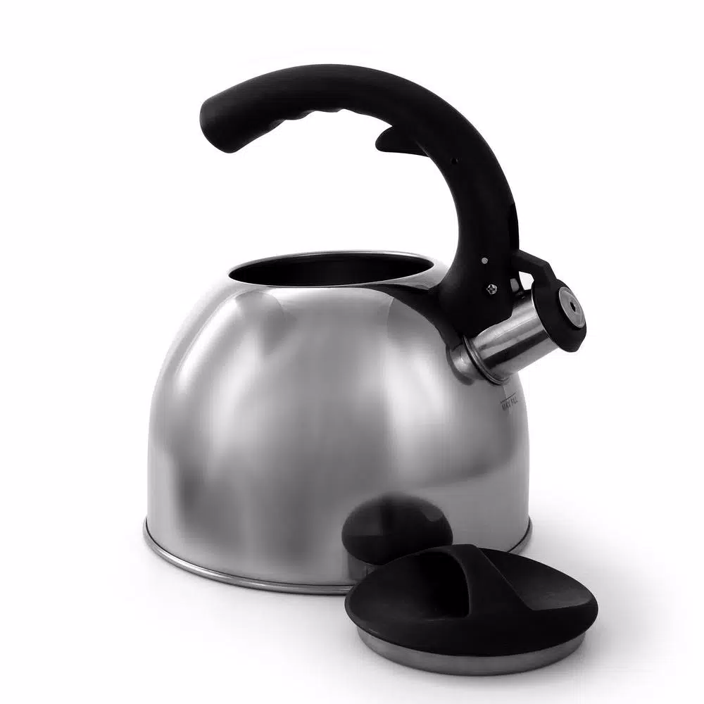 Mr. Coffee Steamline 2 Qt. Stainless Steel Tea Kettle with Whistle, Gray