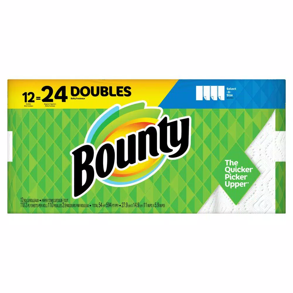Bounty Select-A-Size White Paper Towels, 12 Double Rolls