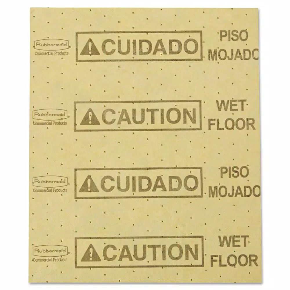 Rubbermaid Commercial Over-the-Spill Caution Wet Floor Pads, Yellow, 16.5 x 20 in. (22 Sheets)
