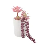 Flora Bunda 11.5 in. Pink Artificial Succulent in 5 in. White Greco Ceramic Pot thumbnail 1