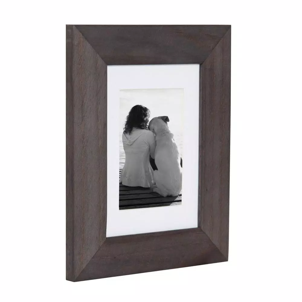 DesignOvation Museum Collection Gray Wood Picture Frame Set, 5x7 in. with 3.5x5 in. Mat (Set of 4)