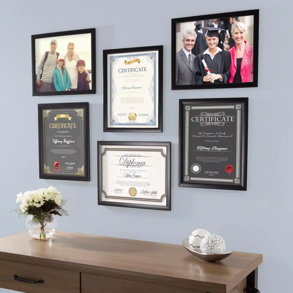 Lavish Home 11 x 14 in. Gallery Wall Picture Frame Set, 6-Piece Modern Black Plastic Frames