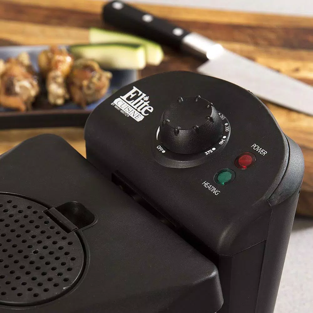 Elite Cuisine Elite 3.5 Qt. Immersion Deep Fryer, 1500W Electric Countertop Fryer with Adjustable Thermostat