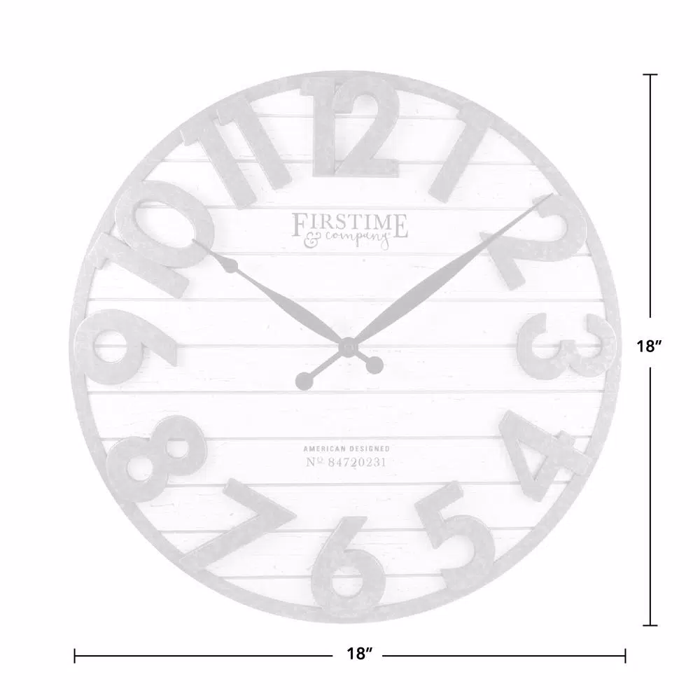 FirsTime & Co. Sawyer Shiplap Wall Clock, 18-in Round Rustic Farmhouse Decor