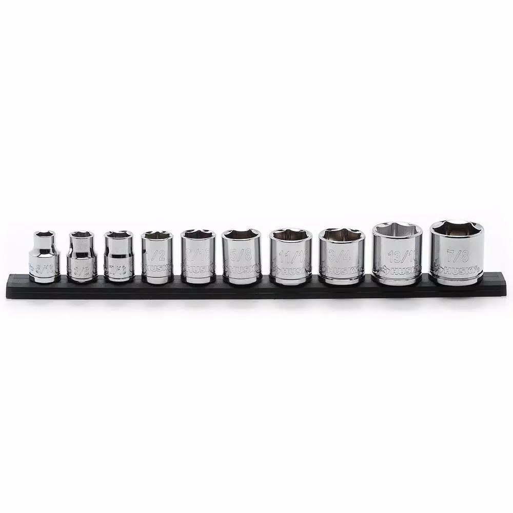 Husky 3/8 in. Drive 10-Piece SAE 6-Point Socket Set