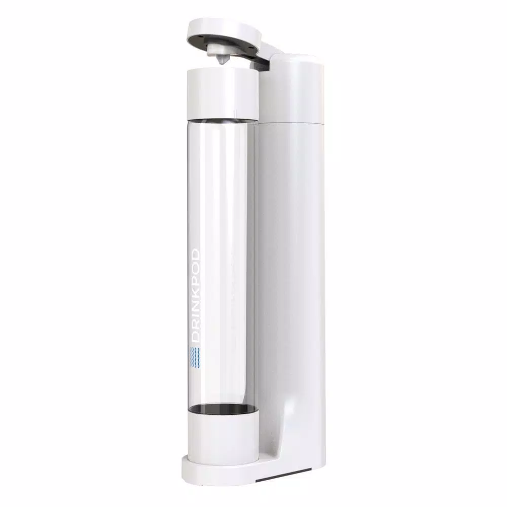 Drinkpod FIZZPod One Touch Sparkling Soda Maker Machine with 3 PET Bottles, White