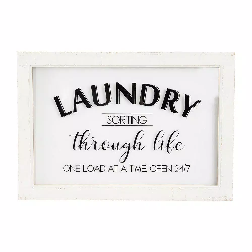 3R Studios Laundry Sorting Through Life One Load at a Time Wood Sign - White Decorative Wall Decor