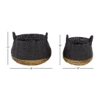 LITTON LANE Round Banana Leaf and Polypropylene Wicker Storage Baskets with Handles, Set of 2 thumbnail 6
