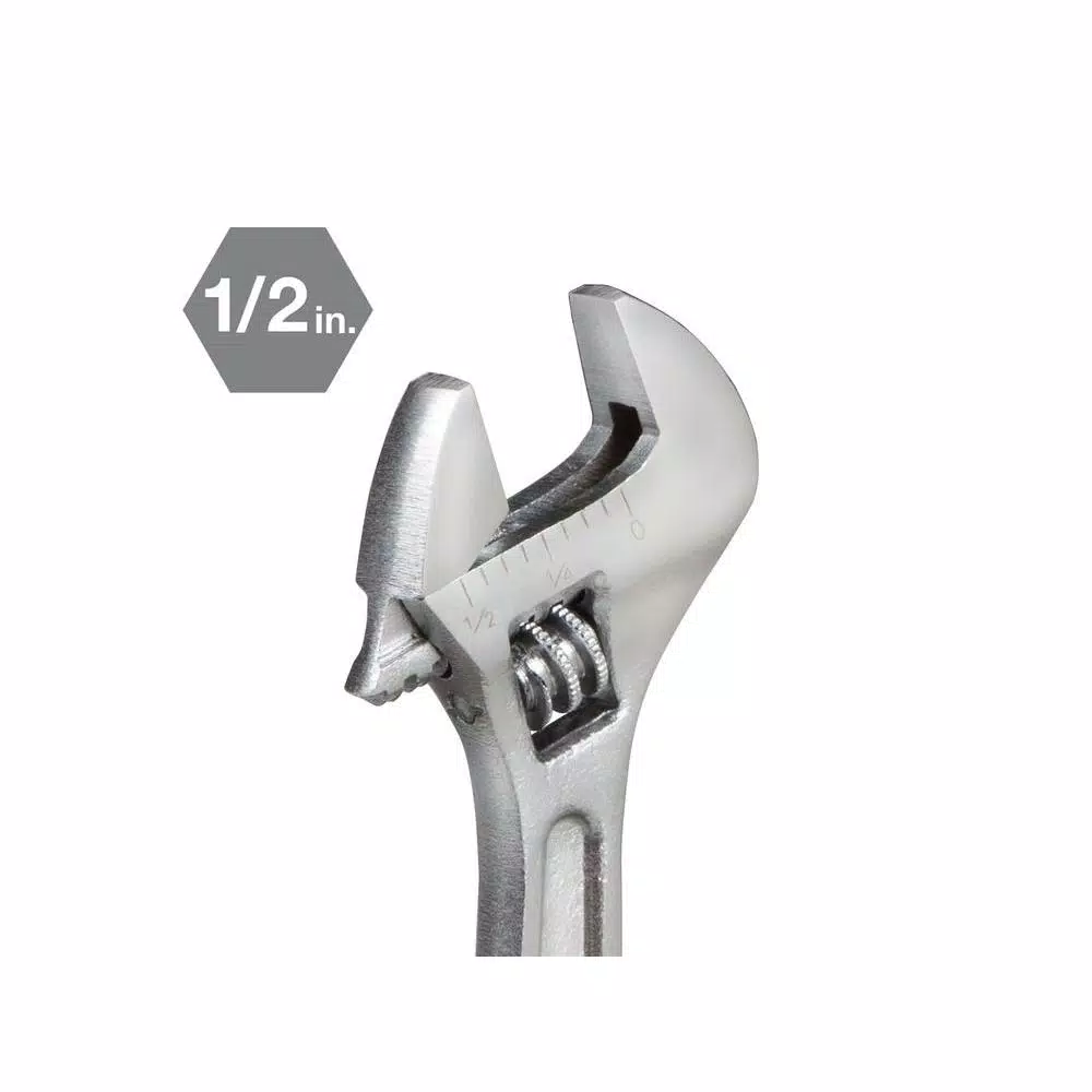 TEKTON 4 in. Adjustable Wrench, Carbon Steel with Satin Chrome Finish