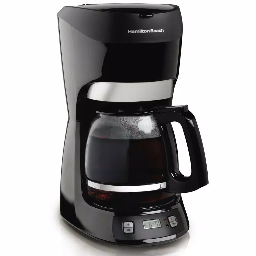 Hamilton Beach 12-Cup Programmable Drip Coffee Maker with Digital Clock, Black