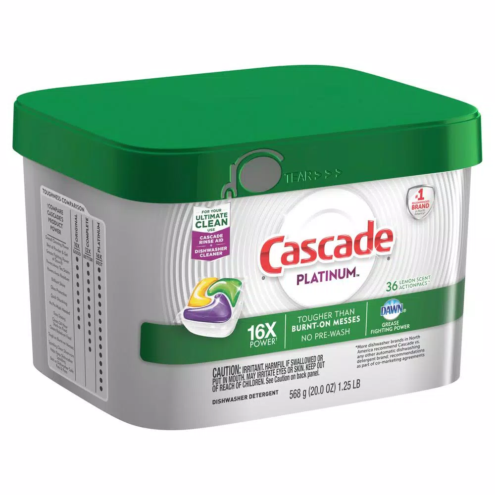 Cascade Platinum ActionPacs Lemon Dishwasher Detergent, 36-Count (6-Pack)