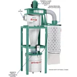 Grizzly Industrial 3 HP Cyclone Dust Collector with 55 Gal. Steel Drum and BIA Certified Filter thumbnail 3
