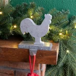 Glitzhome 6.1 in. Galvanized Metal Cock Stocking Holder, Rustic Country Christmas Decor thumbnail 5