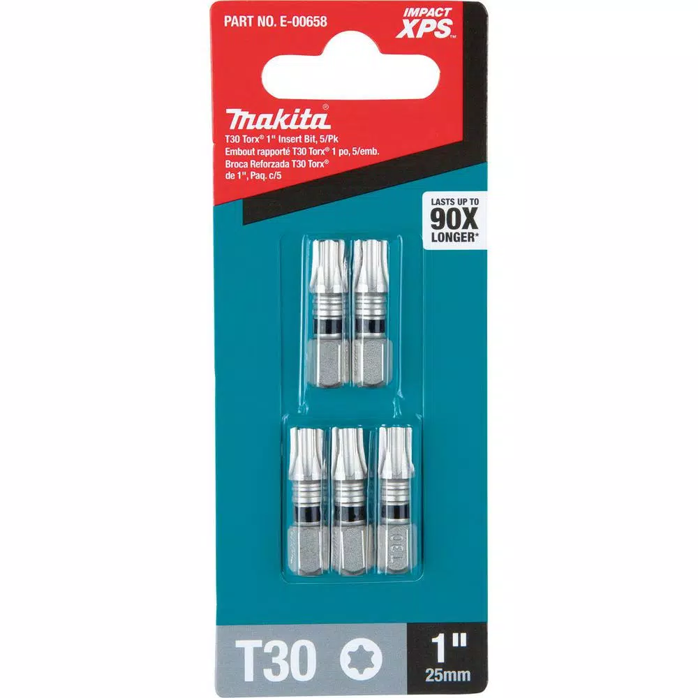 Makita ImpactXPS T30 Torx 1 in. Insert Bits, 5-Pack