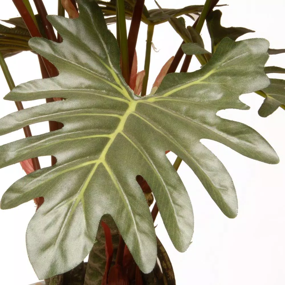National Tree Company 21 in. Artificial Philodendron Plant in White Ceramic Pot