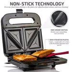 Ovente GPS401 2-Slice Electric Sandwich Maker, 750W Non-Stick Grill, Stainless Steel, Black thumbnail 4