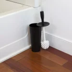 Home Basics Black and White Plastic Toilet Brush and Holder Set with Nylon Bristles thumbnail 6