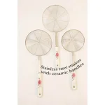 ExcelSteel 6.25 in. Stainless Steel Wire Strainer with Ceramic Rose Handle and Hanging Hook thumbnail 2