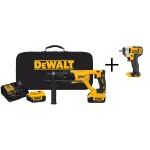 DEWALT 20V MAX XR Brushless 1 in. SDS Plus D-Handle Rotary Hammer Kit with (2) 4.0Ah Batteries & 3/8 in. Impact Wrench thumbnail 1