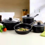 Gibson Home Chef Du Jour 7-Piece Carbon Steel Nonstick Cookware Set, Black thumbnail 3