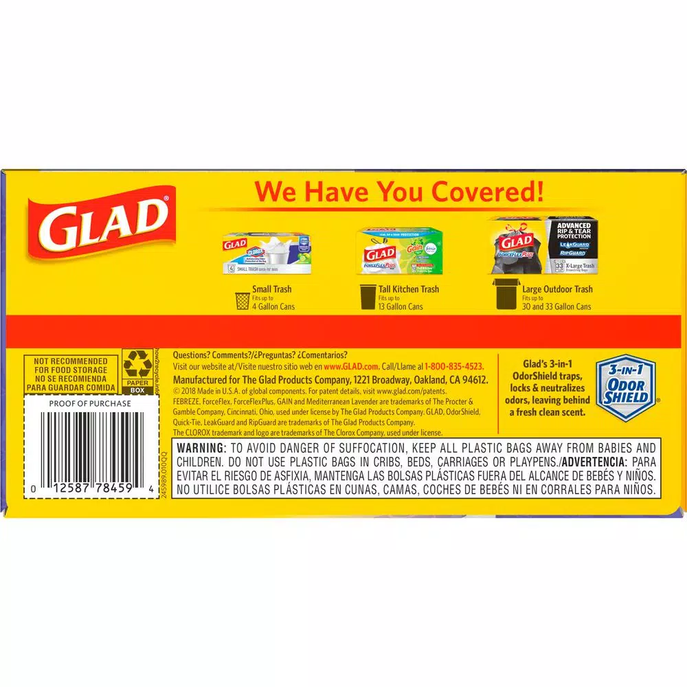 Glad 13 Gallon Tall Kitchen Trash Bags with Febreze Mediterranean Lavender OdorShield, Drawstring, 40-Count